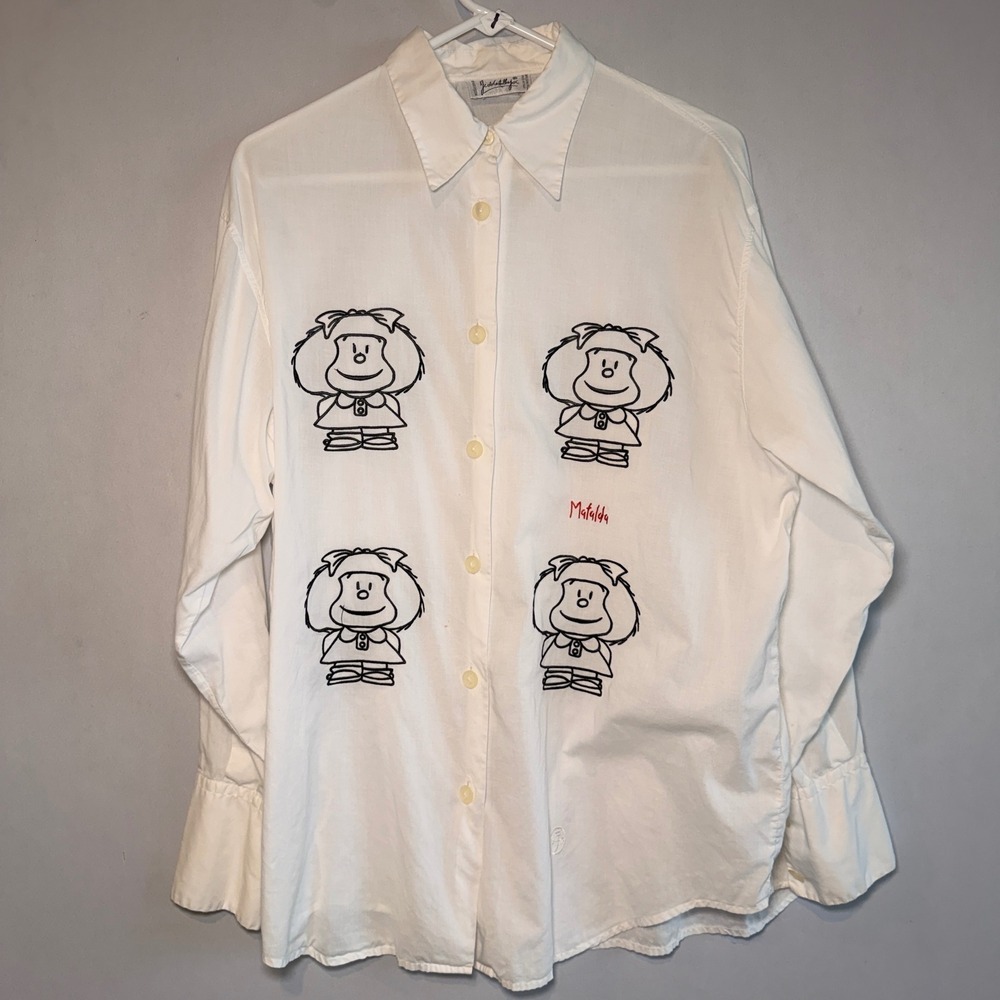Jean-Charles de Castelbajac JCDC Mafalda Shirt Womens XL White Cotton Art Italy